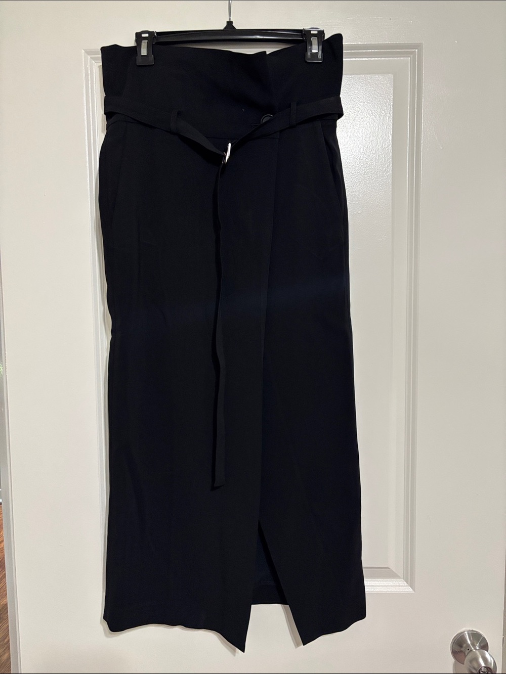 Robert Rodriguez Black High-Waist Midi Skirt with Tie Waist